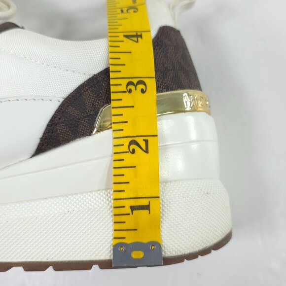 MK MICHAEL KORS WOMEN'S SIZE 9 M WHITE BROWN SNEAKERS LOGO LS22B LACE UP LOW TOP - Picture 16 of 16